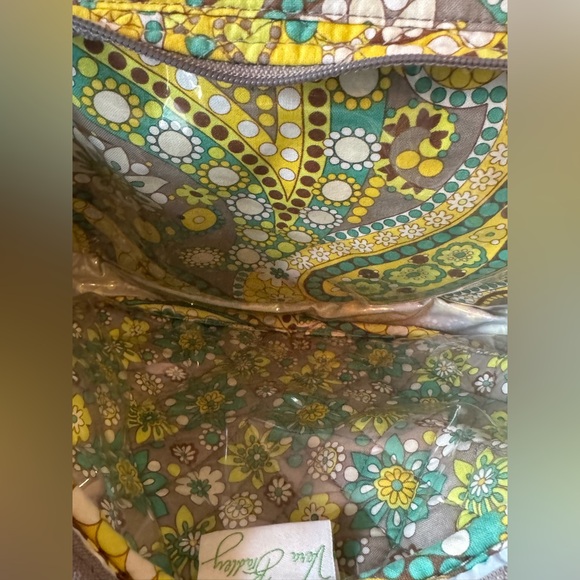 Vera Bradley Yellow and Green Paisley Lemon Parfait hanging Travel toiletry Bag - Picture 4 of 6